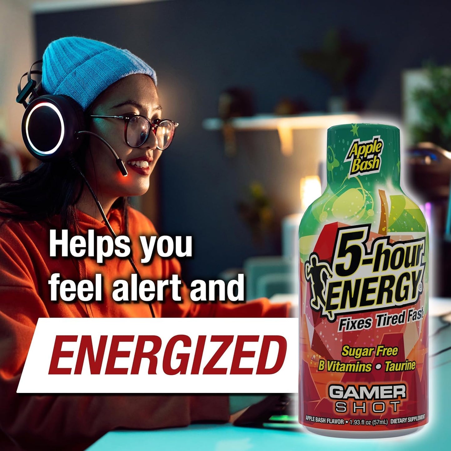 5-Hour Energy Gamer Shots Variety Pack, 24 Count (1.93 fl oz) - Extra Strength Apple Bash, Rocket Raspberry, Pineapple Charge Flavors
