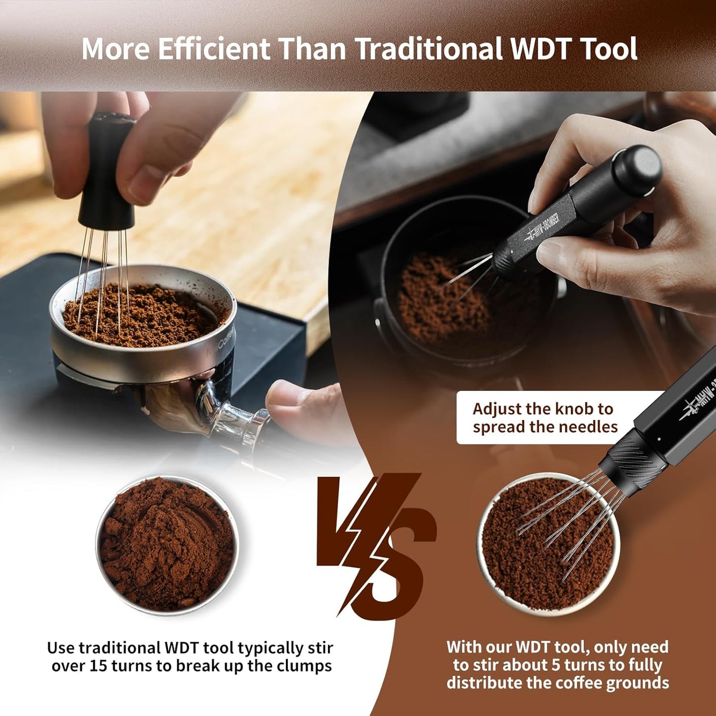 MHW-3BOMBER WDT Tool Espresso Distribution Tool Retractable Espresso Coffee Stirrer, Adjustable Range Coffee Distributor for Barista, Magnetic Store, 0.4mm 8 Needles with 8 Extra, Blue, T6192-OS