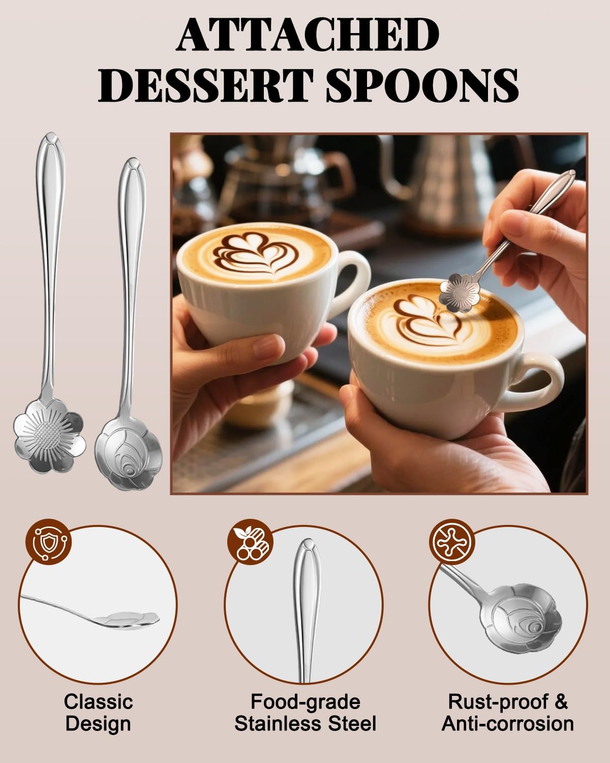 Milk Frothing Pitcher, 12oz/350ML Milk Frother Cup with Clear Scale 1PCS, Stainless Steel Cappuccino Espresso Machine Accessories for Barista Coffee Bar Attached Dessert Spoons 2PCS
