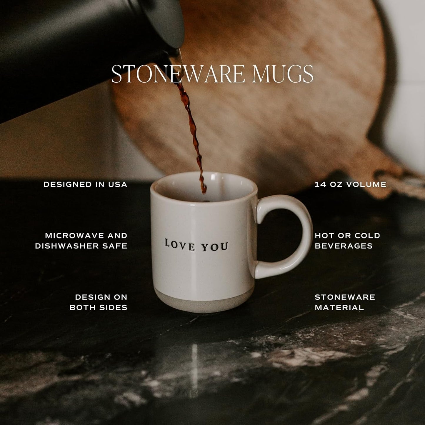 Sweet Water Decor Green Floral Stoneware Coffee Mugs - 14oz Cute Coffee Mugs for Hot & Cold Drinks - Dishwasher & Microwave Safe - Spring Home Decor and Gift - Ideal Tea & Espresso Mugs