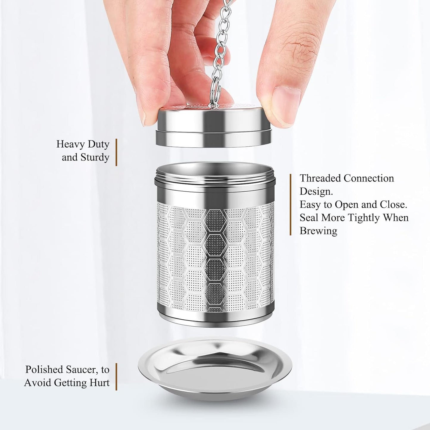 Tea Infusers for Loose Tea (1 Pack), 18/8 Stainless Steel Tea Strainer, Extra Fine Mesh Tea Diffuser for Brewing Tea, Spices & Seasoning