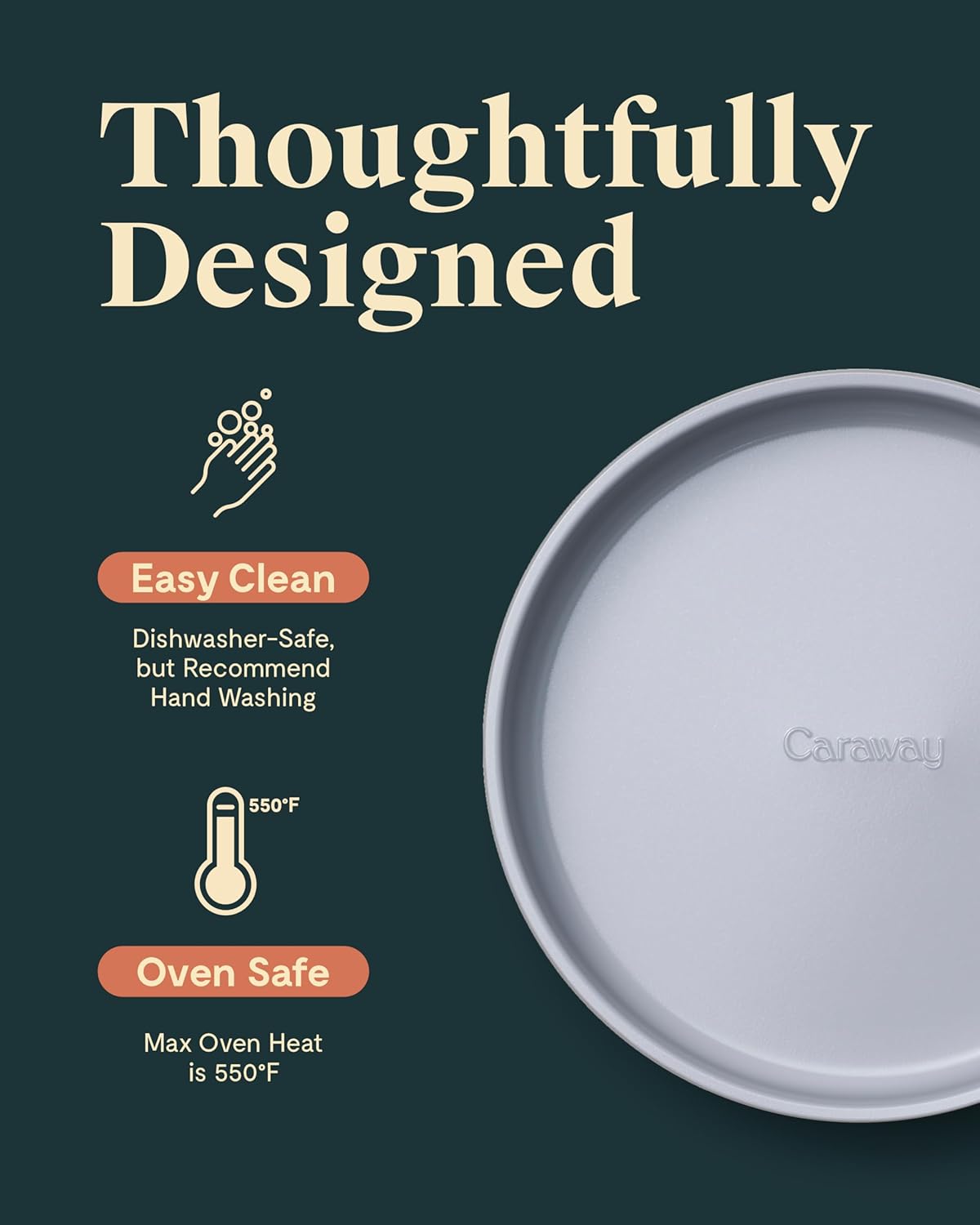 Caraway Non-Stick Ceramic 9” Circle Pans - Naturally Slick Ceramic Coating - Non-Toxic, PTFE & PFOA Free - Perfect for Birthday Cakes, Tartes, & More - Gray