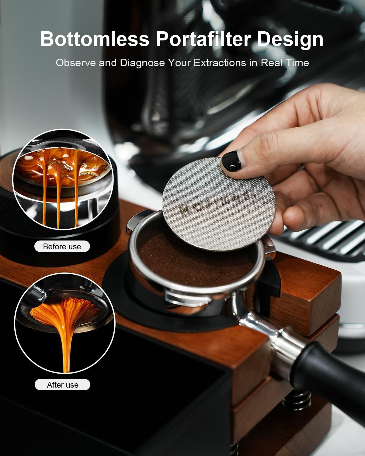 58mm Bottomless Portafilter For Breville, 2 Ears Slim Naked Portafilter Fits Breville Espresso Machines BES900XL, BES920XL, BES980XL, BES990BSS with Aluminum Handle, 18g Double Shot Filter Basket