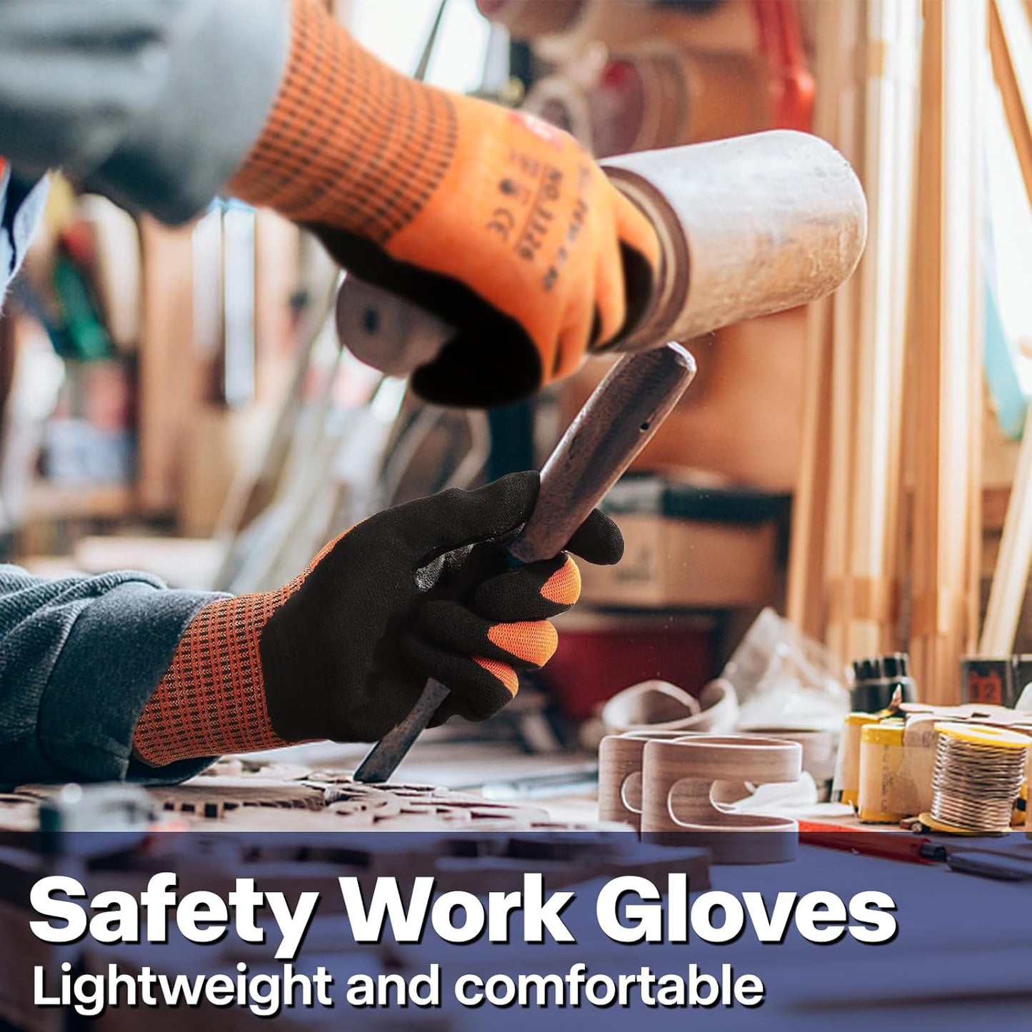 Schwer ProGuard Highest Level Cut Resistant Work Gloves PR3326 for Extreme Protection, ANSI A9 Cut Gloves with Reinforced Thumb, Non Slip, Non PFAS, Durable, Touch-screen, Orange 2 Pairs(XL)