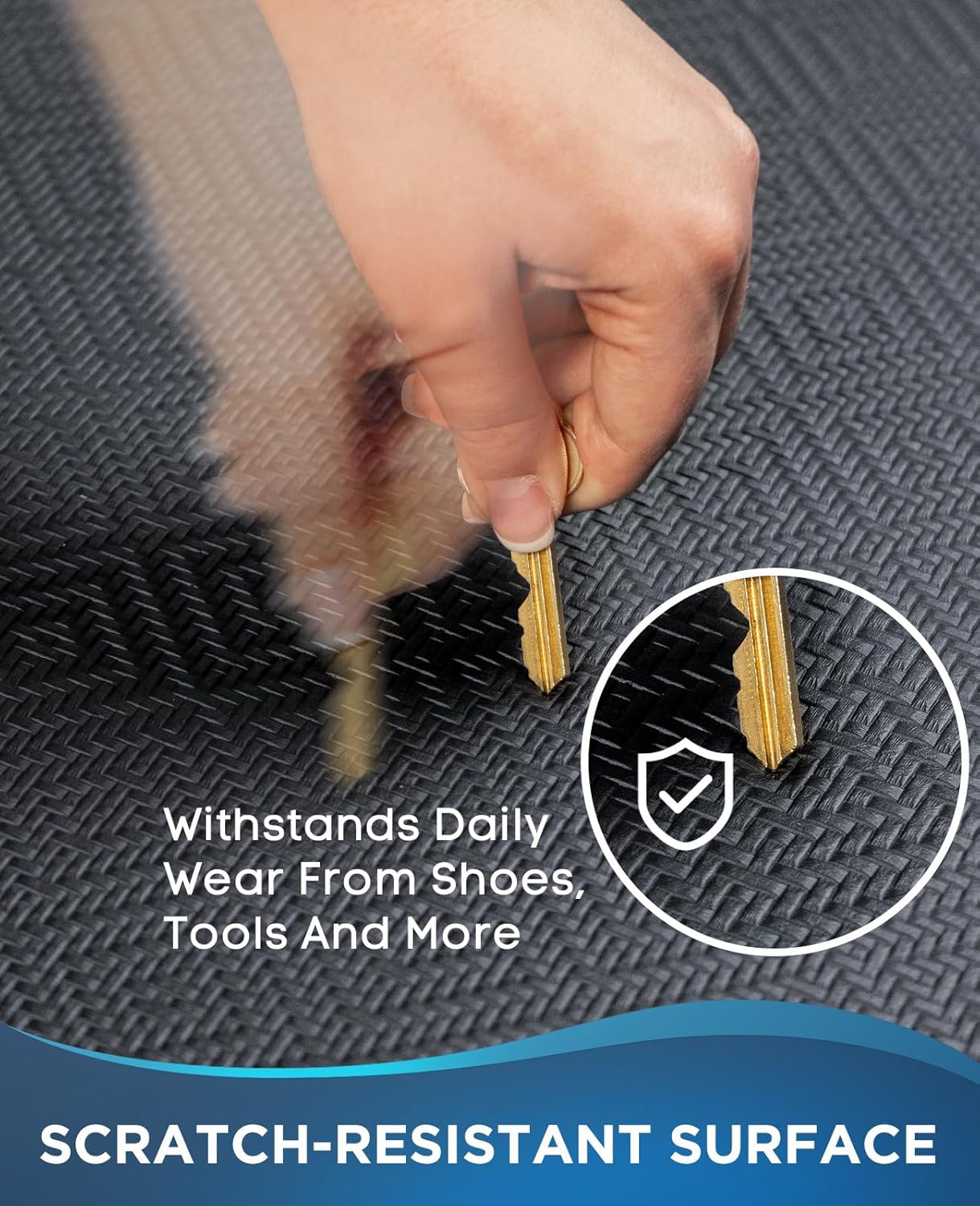 Ophanie Anti Fatigue Cushioned Mat, 3/4 inch Thick, 20 x 48 Kitchen Mats for Floor, Kitchen Rugs, Waterproof, Comfort Ergonomic Standing Mat for Office, Home, Standing, Black Non-Slip Ridged Bottom