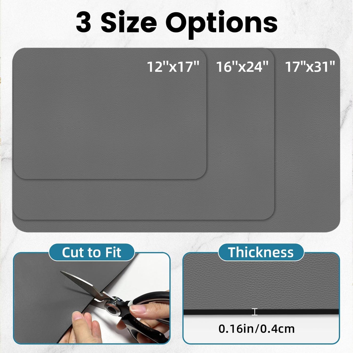 PoYang 31"x17" Coffee Mat X-Large, Coffee Bar Accessories for Countertop, Absorbent Dish Drying Mat, Anti-Slip and Hide Stain Pad for Espresso Machine, Espresso Maker and Kitchen Counter, Gray