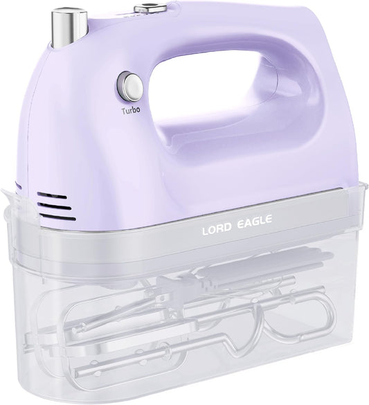 Lord Eagle Hand Mixer Electric 400W, 5 Speed handheld Mixer, 5 Stainless Steel Accessories for Baking Cake Egg Cream Food Beater, Turbo Boost/Self-Control Speed + Eject Button