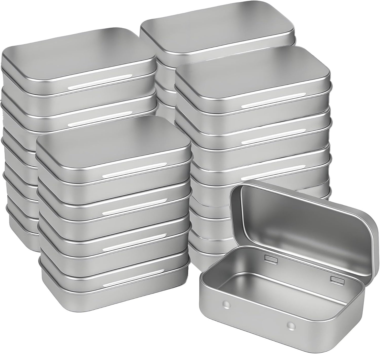Small Metal Box With Lid-Cookie Tins Metal Tins With Lids Lens Wipes Storage Container Mini Portable Box,Empty Hinged Tin,For Organize Mint Candy Jar,Sewing Tools,DIY Gift Boxes(Silvery, 20 Pcs)