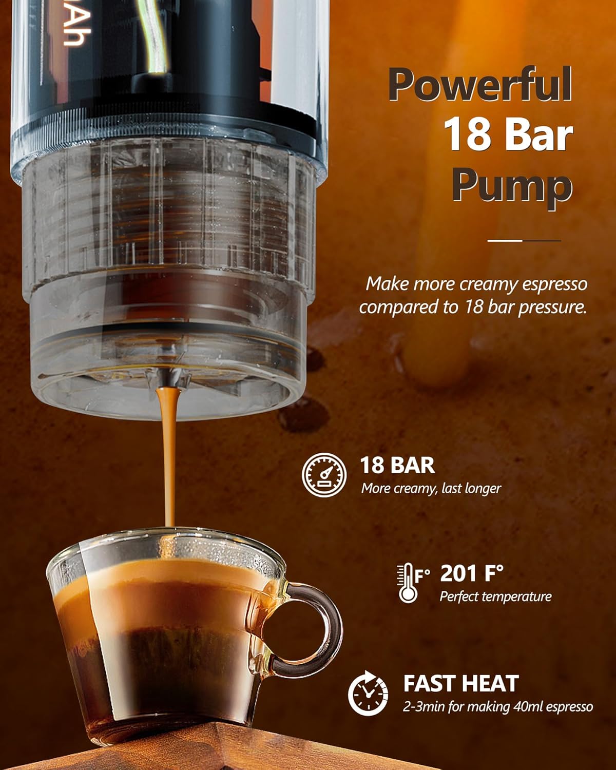 CONQUECO Portable Espresso Coffee Machine: 12V Electric Small Travel Expresso Maker - Self Heating 8 Cups Battery Powered Compatible for Nespresso Capsule - for Camping RV Hiking Office (Forest Green)