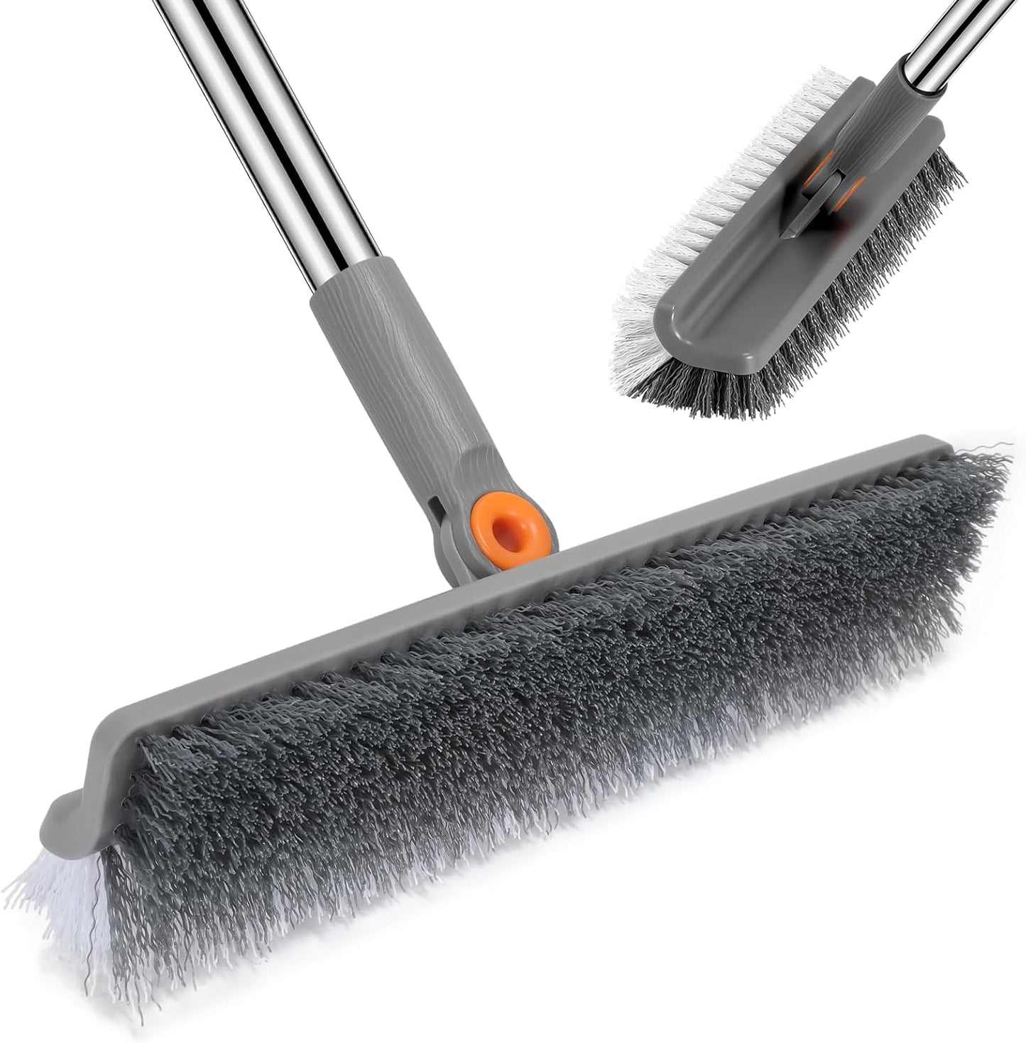 Large Double-Sided Floor Scrub Brush, Long Adjustable Handle Floor Scrubber 180¡Æ Rotating V-Shaped Heavy-Duty Shower Cleaning Brush No Scratches Suitable for Floor, Tile, Tub, Bathroom, 12.5IN