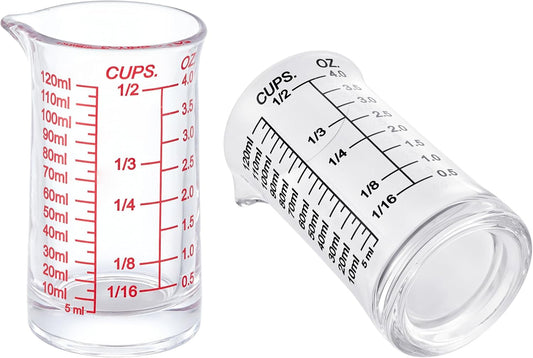 Ackers 4oz Glass Measuring Cup ? Shot Glass with Ounce,Ml,Cups Markings for Kitchen & Bar(Pack of 2)