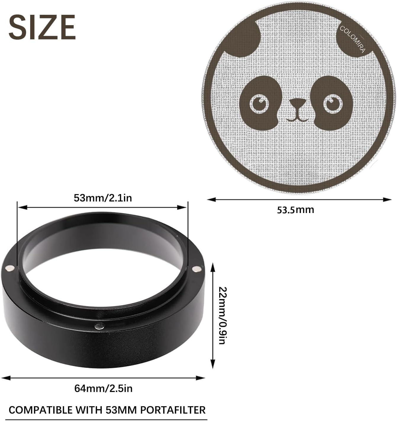 54mm Espresso Accessories Kit, Dosing Funnel and Puck Screen Set, Magnetic Coffee Funnel, 53.5mm Reusable Espresso Puck Screen, Espresso Tools(Panda)