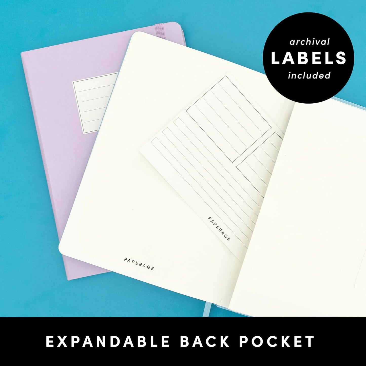PAPERAGE Graph Paper Journal Notebook, (Lavender), 160 Pages, Medium 5.6 in x 8 in - 100 GSM Thick Paper – Hardcover Grid Notebook for Work or School
