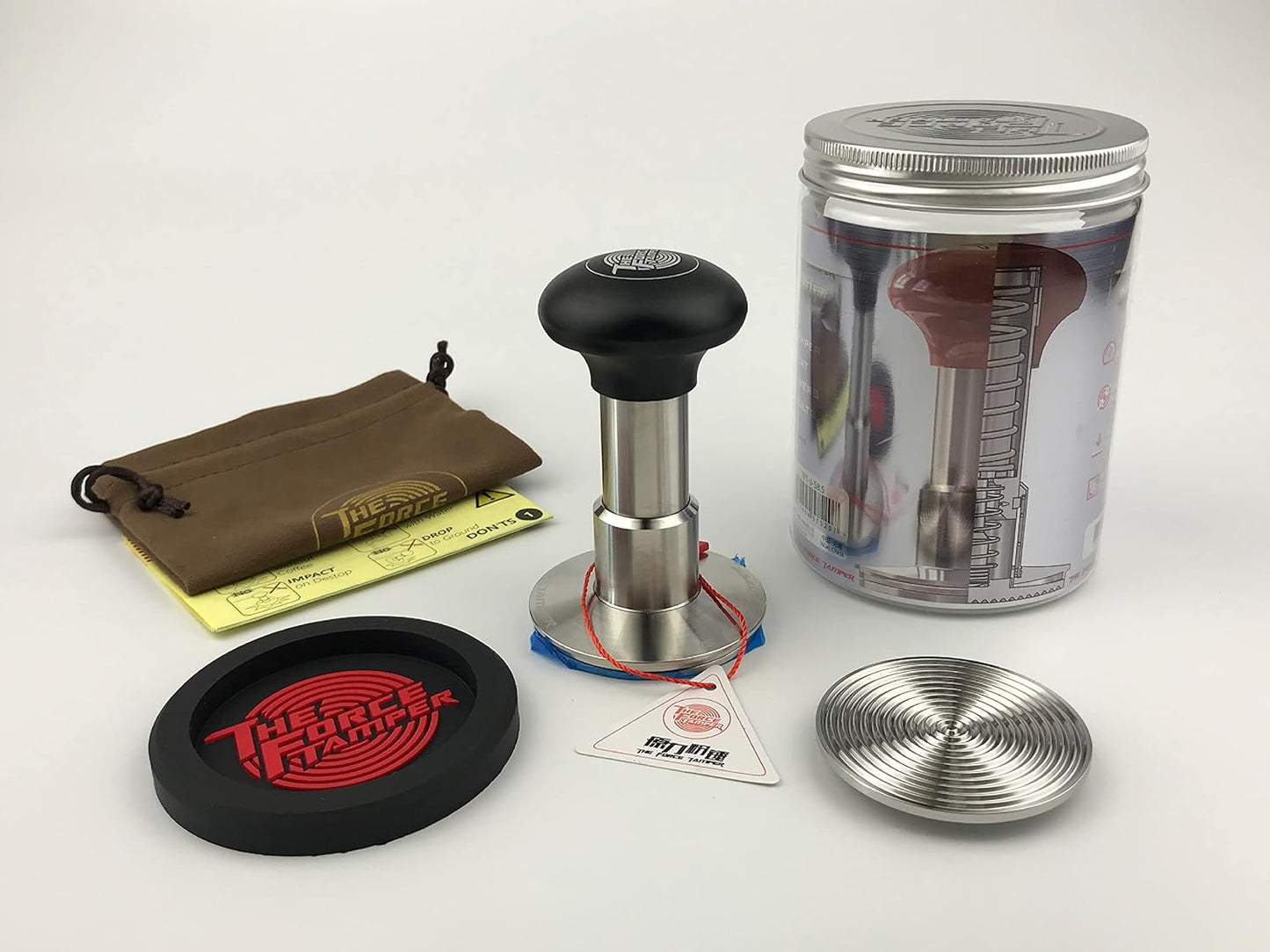 The Force Tamper Automatic Impact Coffee Tamper Adjustable Const Pressure and Autoleveling Extend Set New (Jelly, 58.35mm)