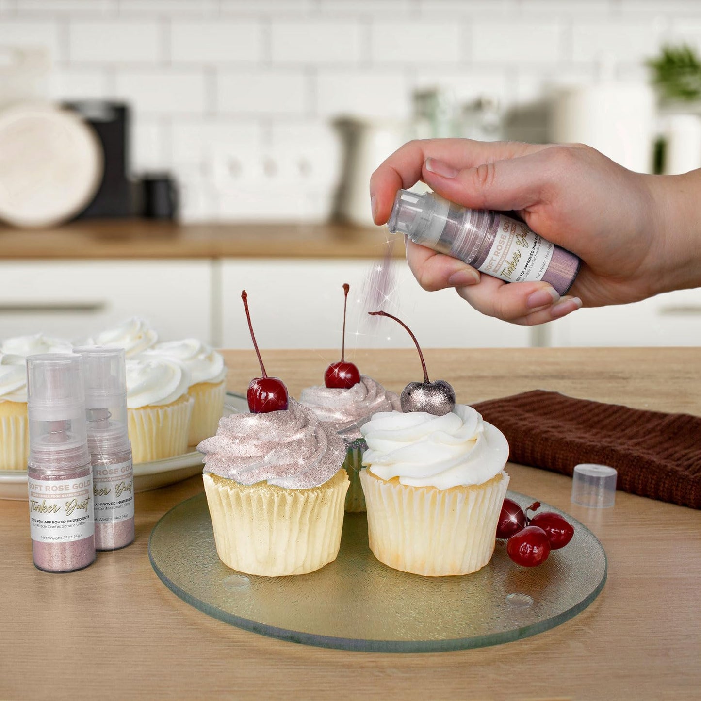 Bakell - Soft Rose Gold Tinker Dust (4g, 1x Mini Spray Pump) Edible Glitter for Food, Desserts, and Beverages!