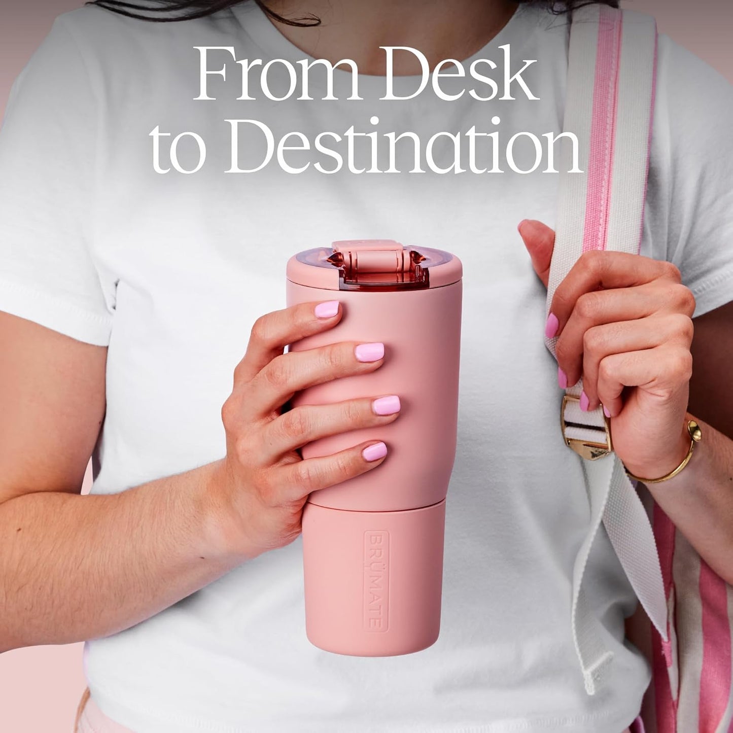 BrüMate Nav 35oz 100% Leak Proof Insulated Travel Tumbler with Magnetic BevLock™ Lid - Double Wall Cup-Holder Friendly Stainless Steel Mug (Guava)