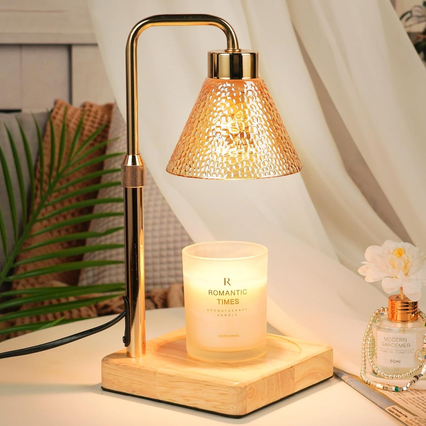 Candle Warmer Lamp with Timer Dimmable, Adjustable Height, Anniversary Women Gifts for Her Girlfriend, House Warming Gifts New Home Room Decor, Wax Warmer Lamp for Jar Candles with 2 Bulbs