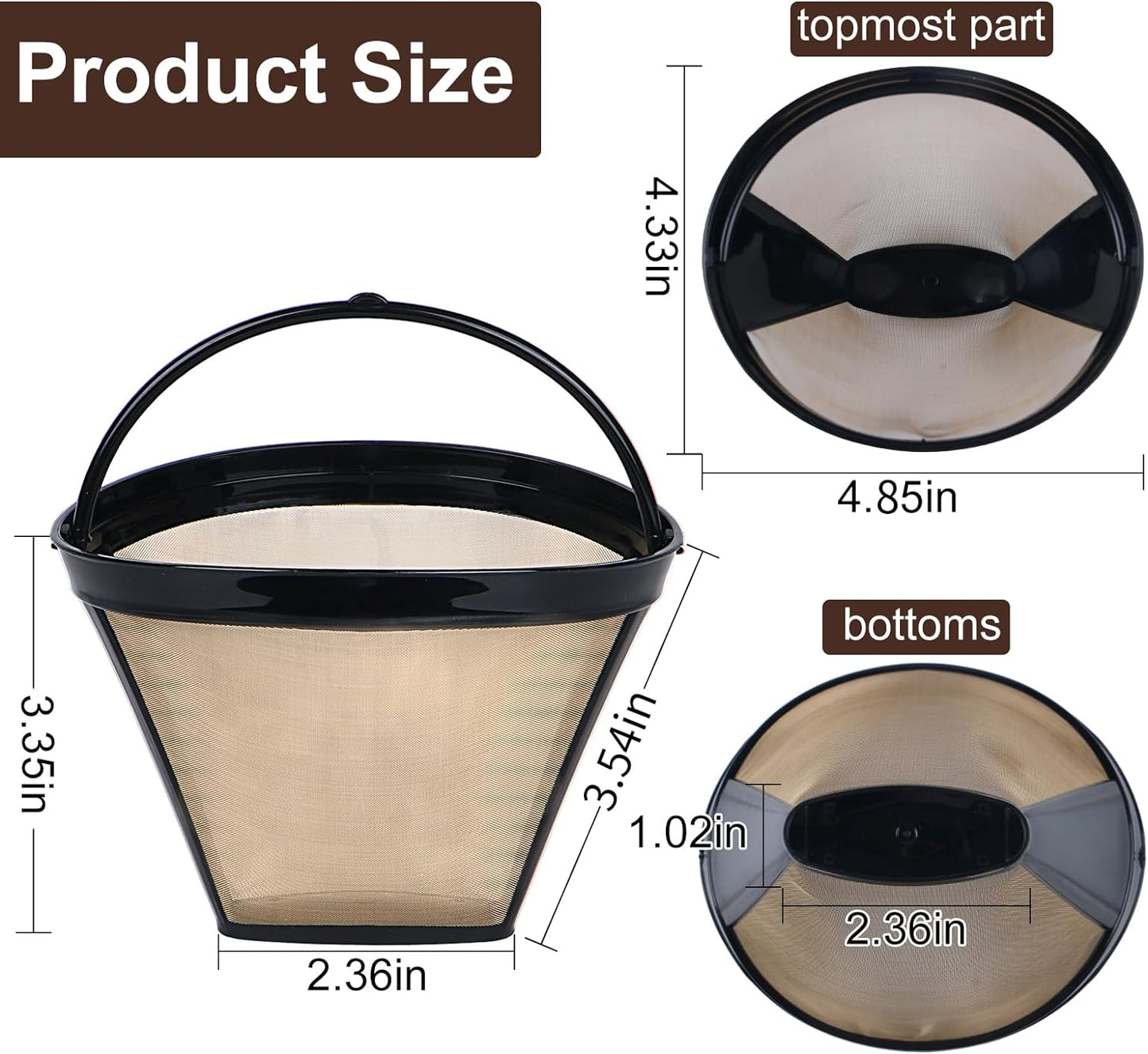 Reusable Coffee Filters for Ninja Coffee Filter, Permanent Coffee Filter 4, Used for Replacing the Ninja Coffee Bar Brewer, 4 Cone Permanent Coffee Filter, 2Pcs