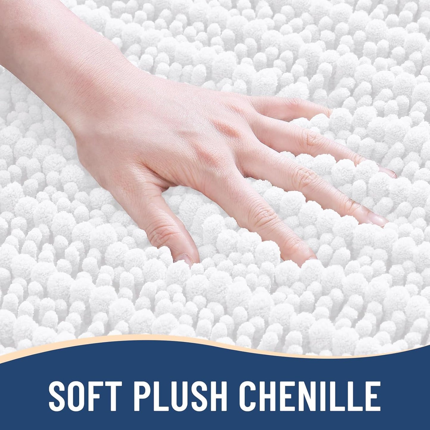 Arotive Luxury Chenille Bathroom Rug Mat, Extra Soft Thick Absorbent Shaggy Bath Rugs, Non-Slip Machine Wash Dry, Plush Bath Mats for Bathroom, Shower and Tub, 36x24, White
