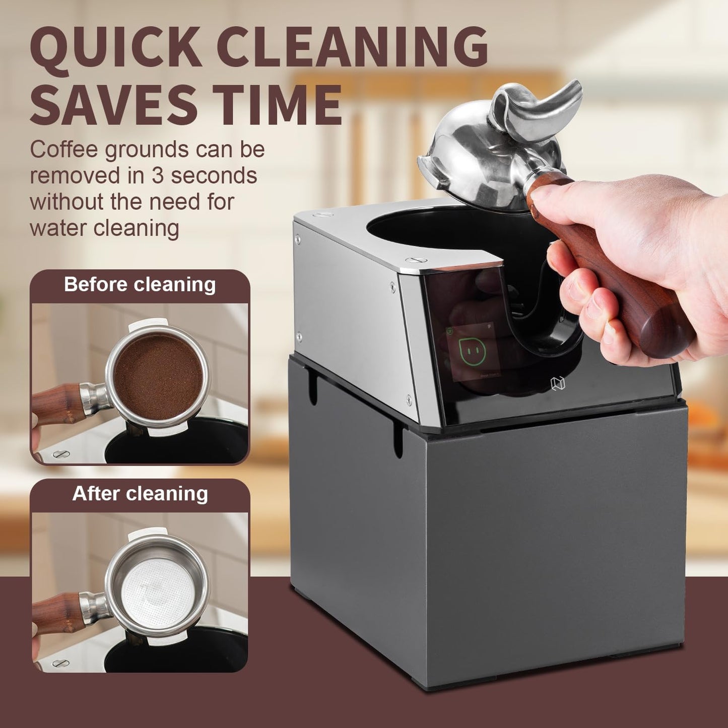NUETRAL NS300 Pro Electric Portafilter Cleaner-Automatic Coffee Grounds Cleaning Machine-Knock box for Espresso coffee-Espresso Puck Sucker-Innovative Espresso Machine Accessories