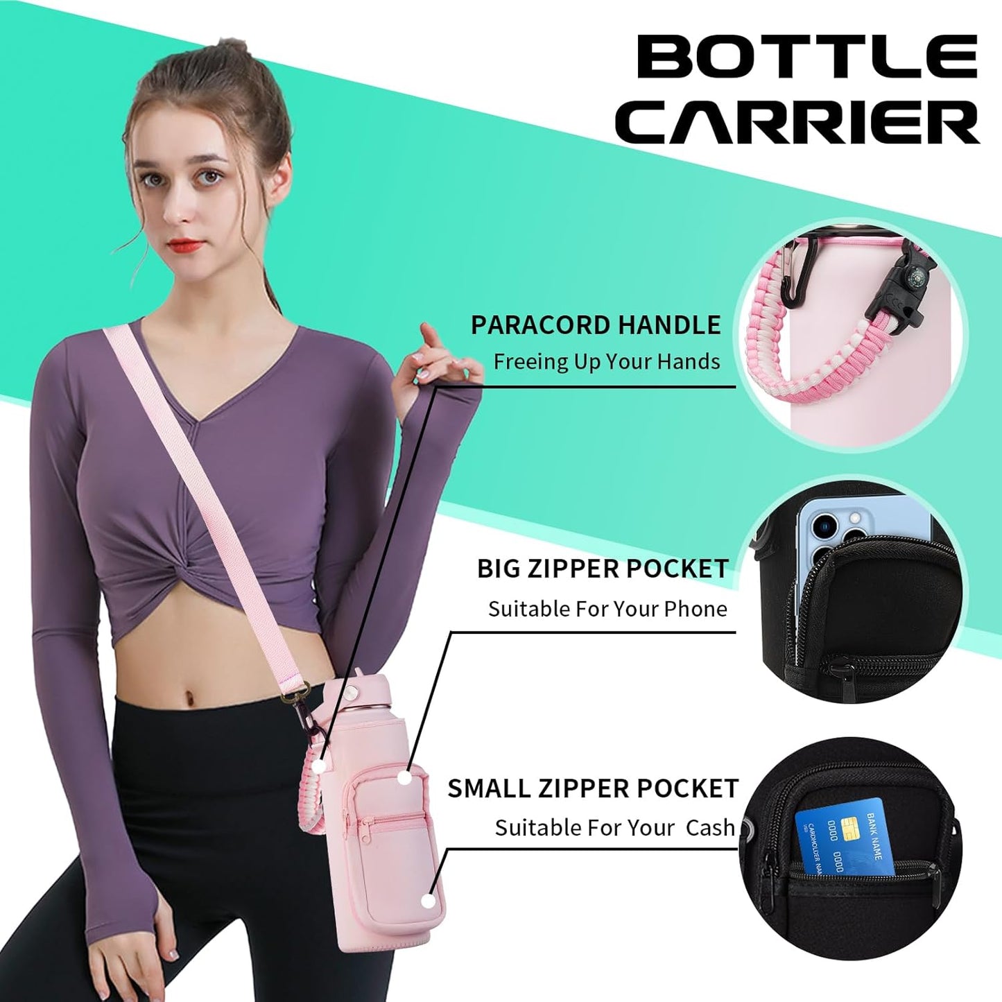 32 OZ Water Bottles with Straw, Storage Carrier Bag, Paracord Handle & Chug Lid, BPA-free Vacuum Insulated Water Bottle 32oz, Keep Cold 48Hrs & Hot 24Hrs, Stainless Steel Hydro Sports Office Travel