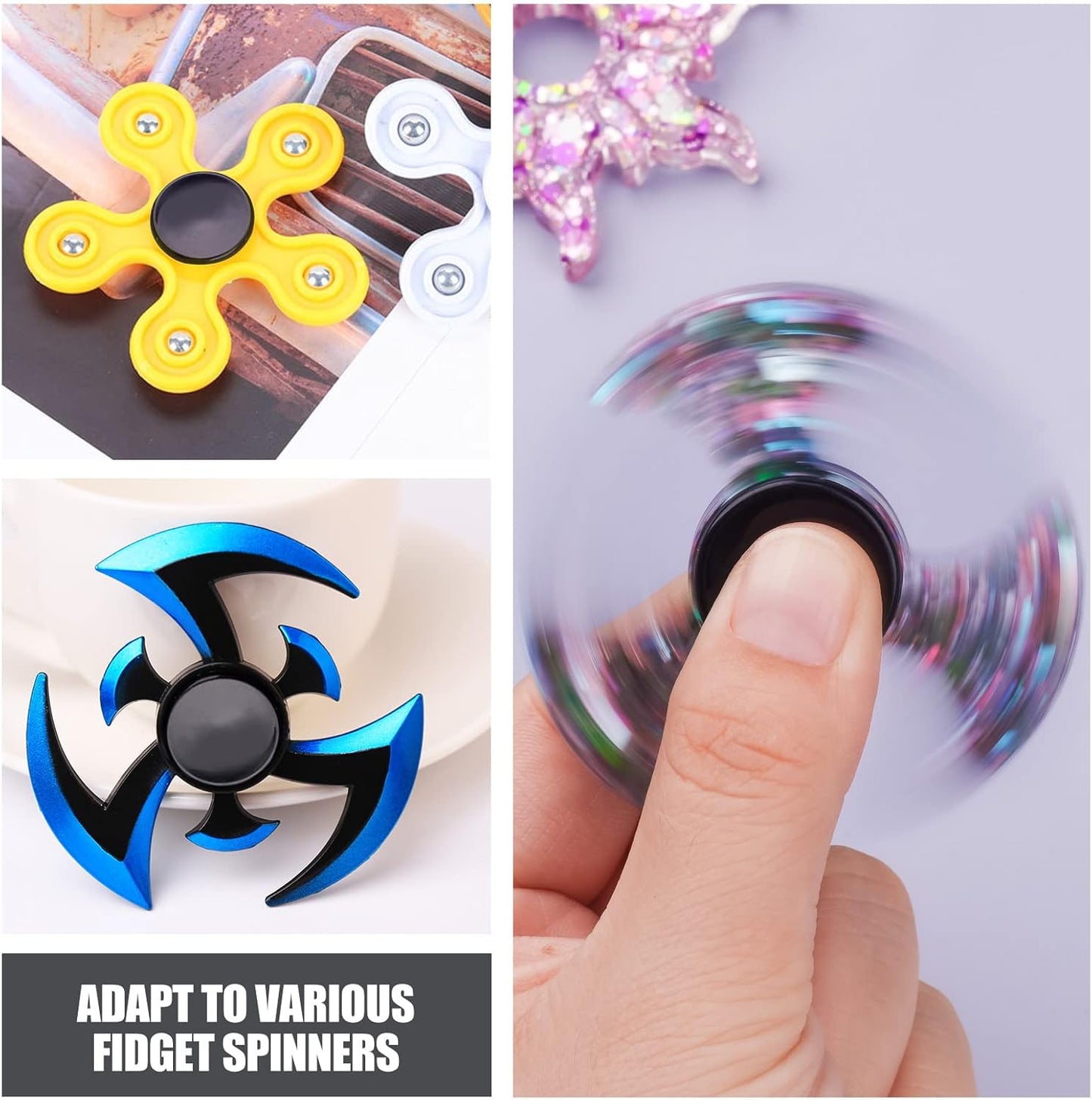 20 Pack Fidget Spinner Bearing and Cap Replacement Set, Chrome Steel Bearing Balls, High Speed 13mmx7mmx4mm Bearings Single Sealed Small Bearings for Fidget Spinner