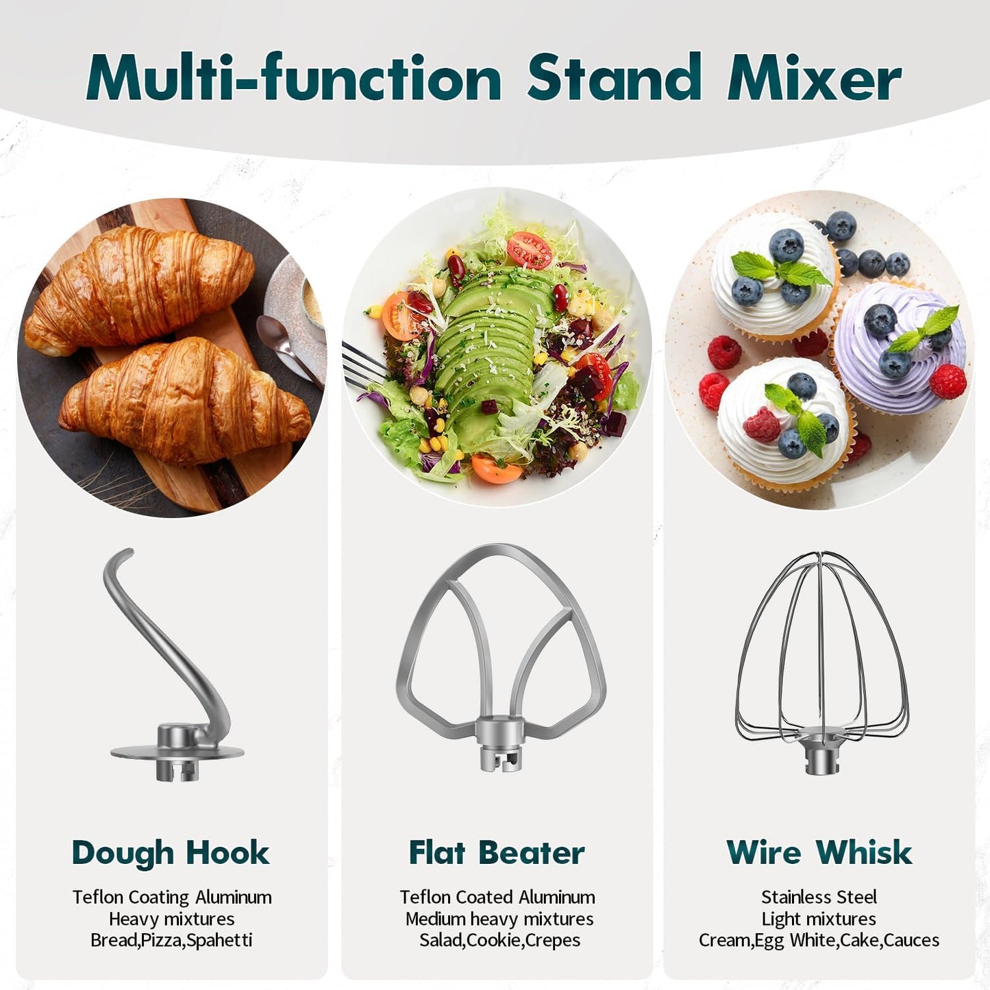 COOKLEE Stand Mixer, 9.5 Qt. 660W Electric Kitchen Mixer with Dishwasher-Safe Dough Hooks, Flat Beaters, Wire Whip & Pouring Shield Attachments for Most Home Cooks, Red