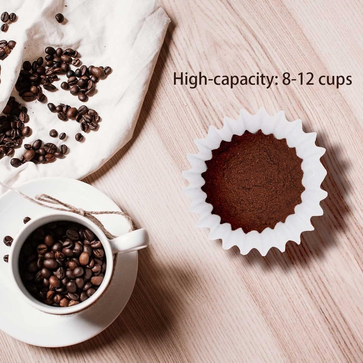 Coffee Filters 8-12 Cup, 7.875 inch x 3.25 inch, 200 Count Basket Coffee Filters, White Disposable 8 to 12 Cup Coffee Filter Paper
