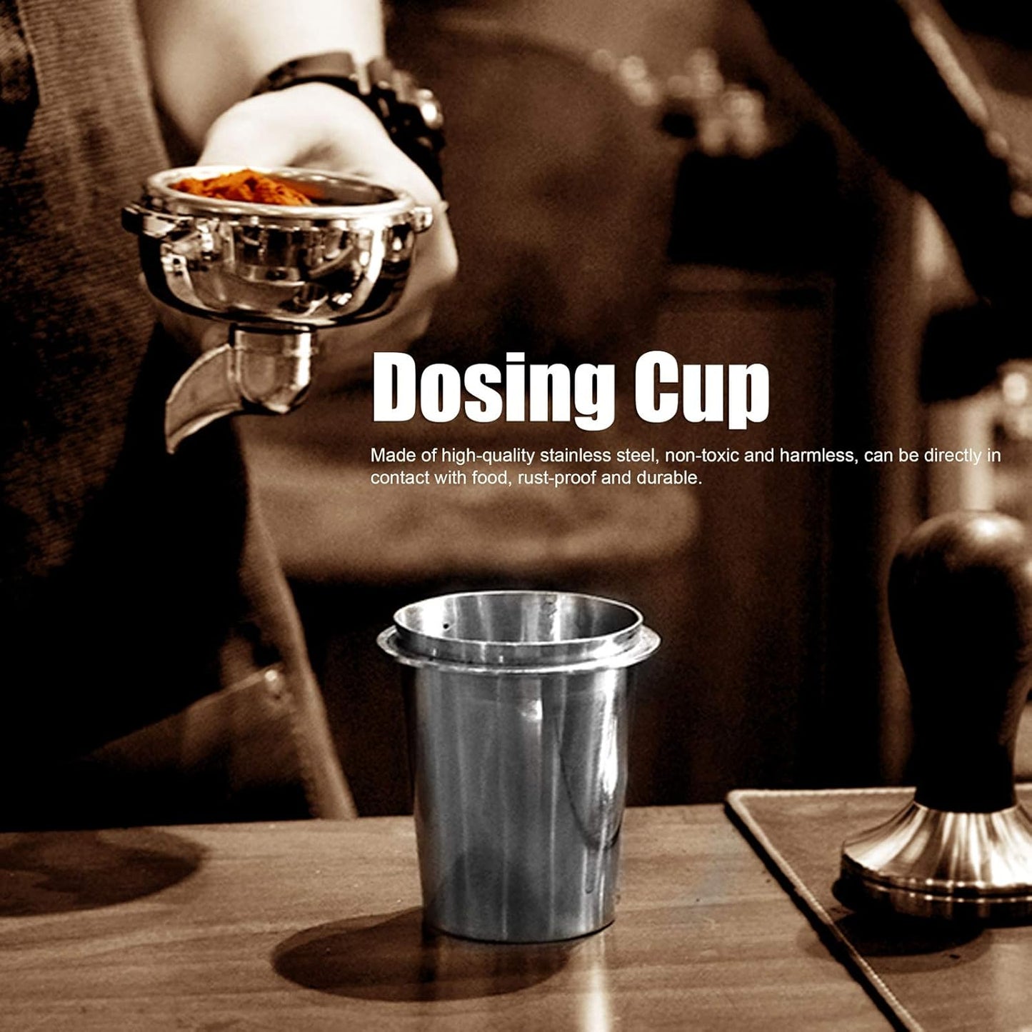 51mm Coffee Dosing Cup, Stainless Steel Coffee Bean Dosing Cup, Coffee Dosing Cup Suitable for Milk Tea Shop Coffee Shop Italian Coffee Machine