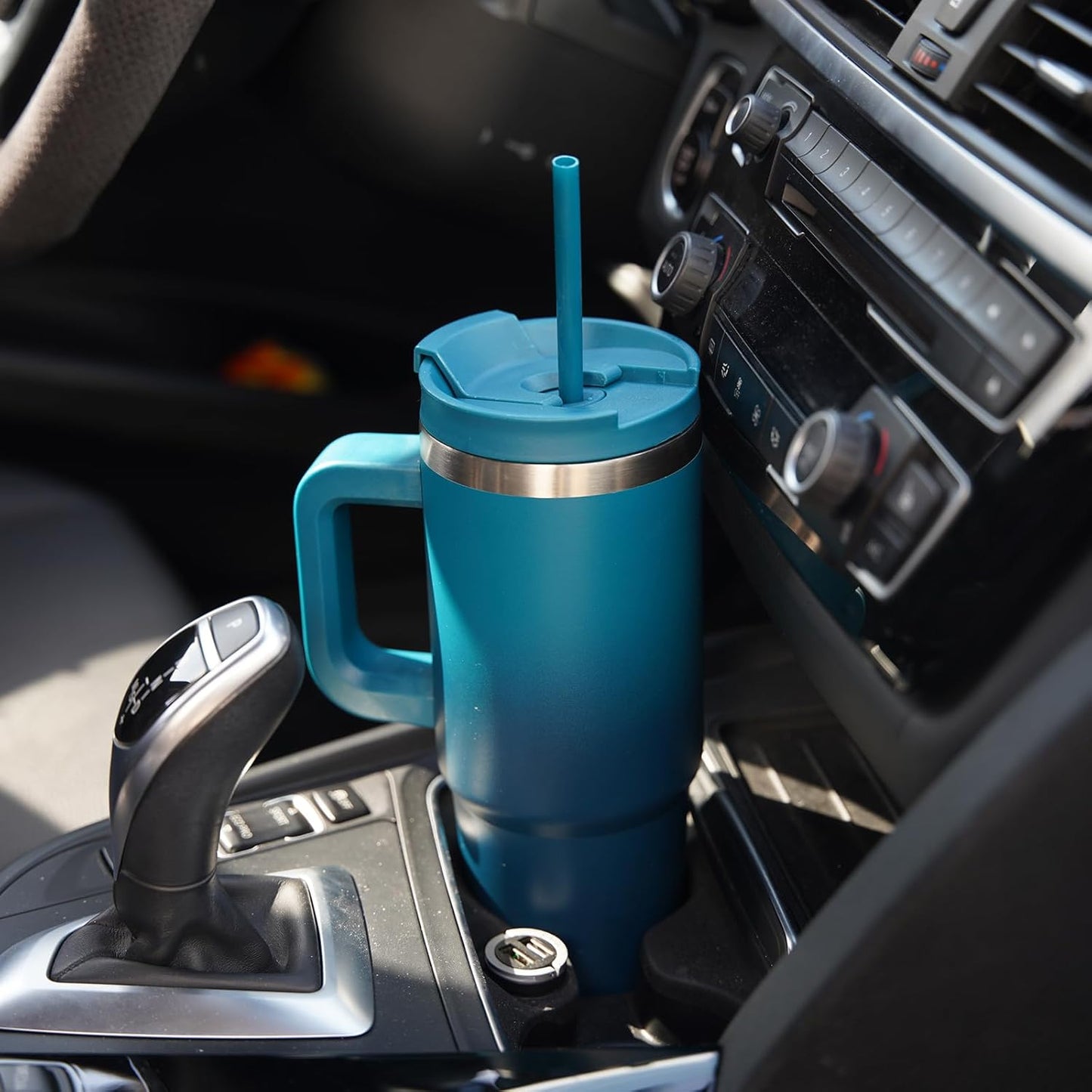 40 oz Tumbler with Handle and 2 Straws,2 in 1 Lid Insulated Water Bottle Stainless Steel Travel Coffee Mug,Lavender Green