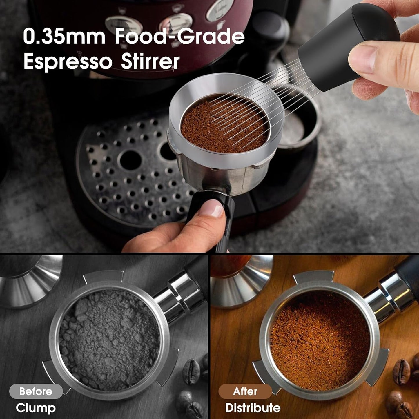 51mm Espresso Accessories Kit, Spring Loaded Calibrated Tamper, WDT Tool and Dosing Funnel Set Fits Espresso Coffee Machines and 51 mm Portafilters