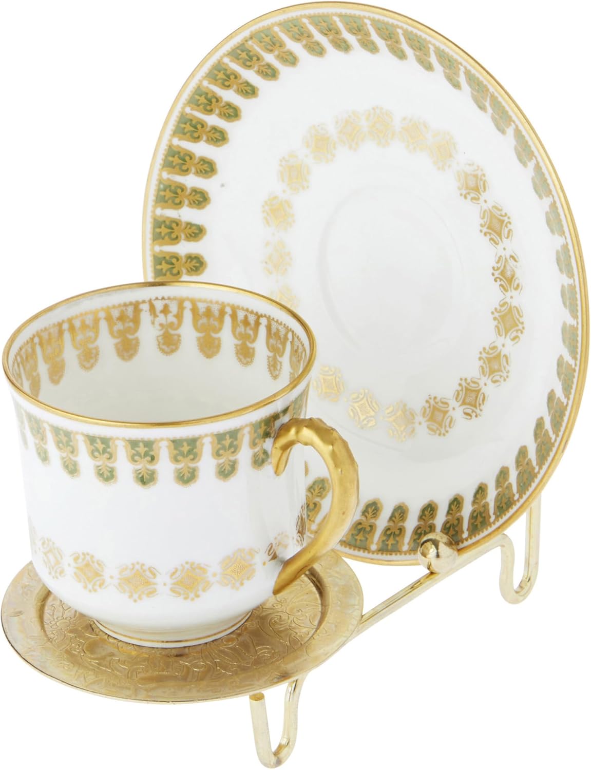 Bard's Ornate Shiny Gold-toned Cup and Saucer Stand, 3" H x 2.75" W x 4" D, Pack of 12