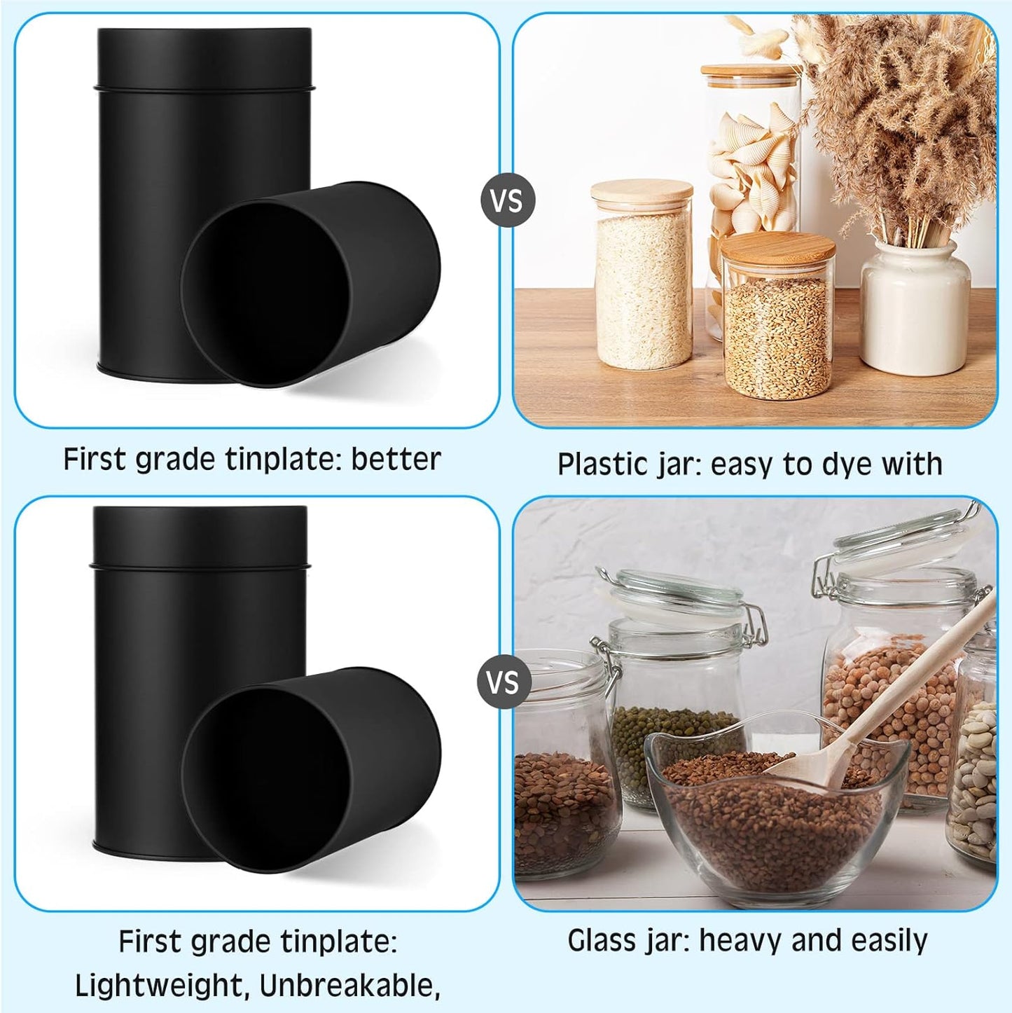Zopeal 3 Pack Metal Tea Tin Canister with Airtight Double Lids 16 oz Round Tin Can with Lid Double Sealed Small Kitchen Container for Loose Tea Storage Coffee Sugar Candy Herbs and Spices