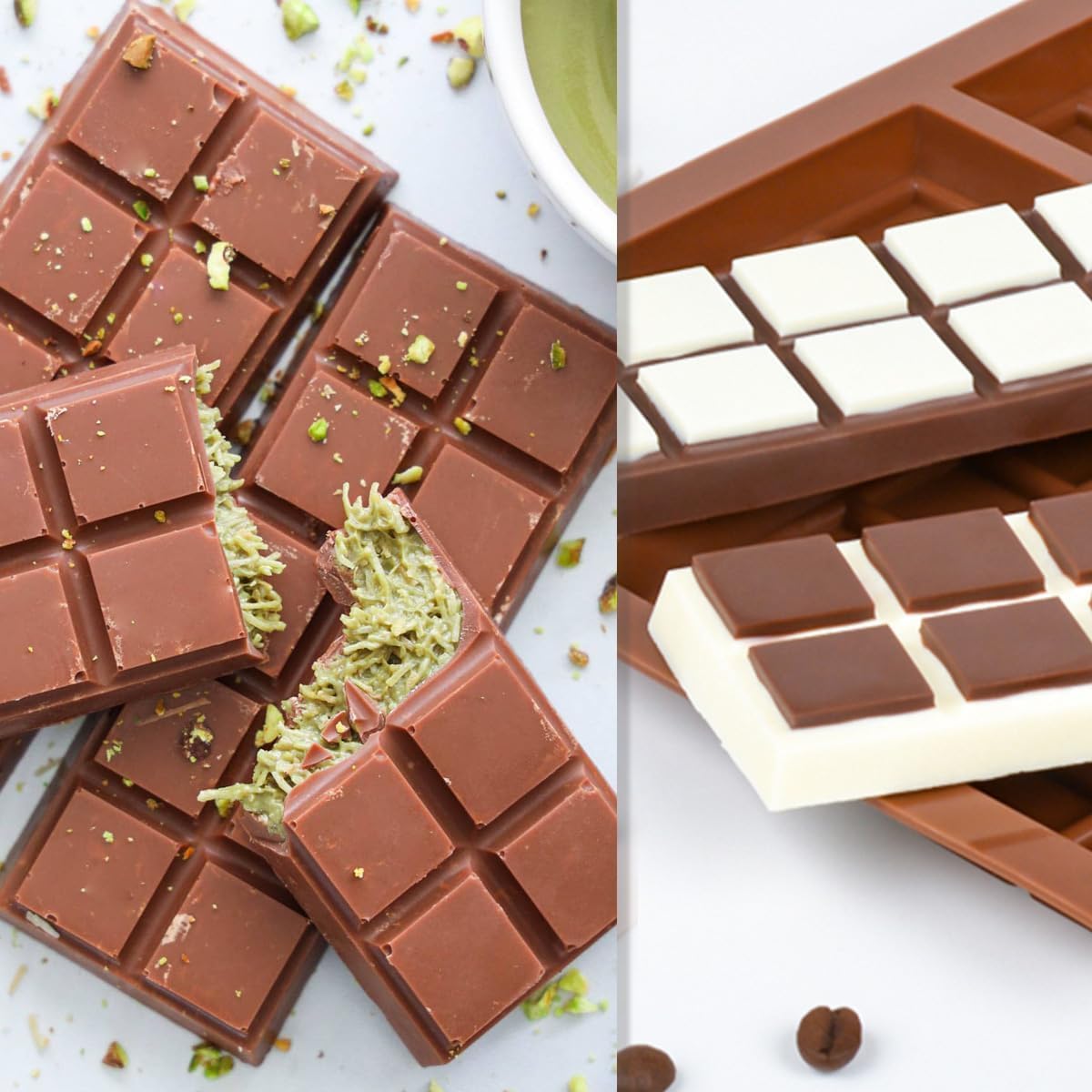 Chocolate Bar Mold, Deep Silicone Snap Chocolate Bar Molds for Stuffed Bar, Wax Melt, Candy Bar Molds (5 Snap+10 Snap)