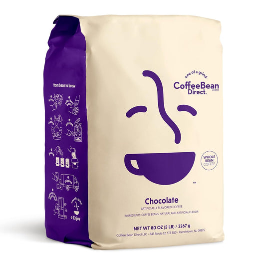 Coffee Bean Direct Chocolate Flavored, Whole Bean Coffee, 5 Pound Bag (Pack of 1)