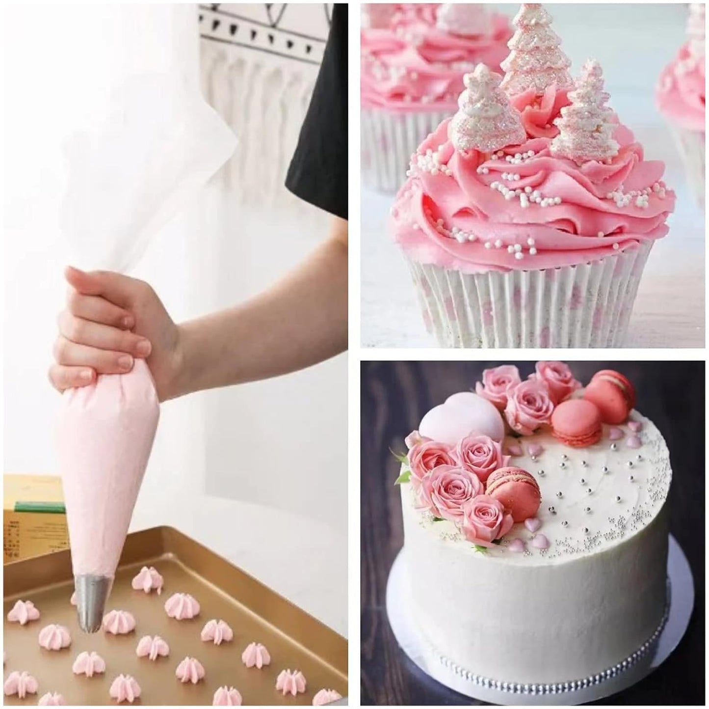 24 Inch Extra Large Piping Bags Disposable, Thickened 100Pcs Disposable Clear Plastic Icing Piping Bags, Food Grade Cake Decorating Bags for Dessert, Pastry, Cookies, Cupcake Decorating