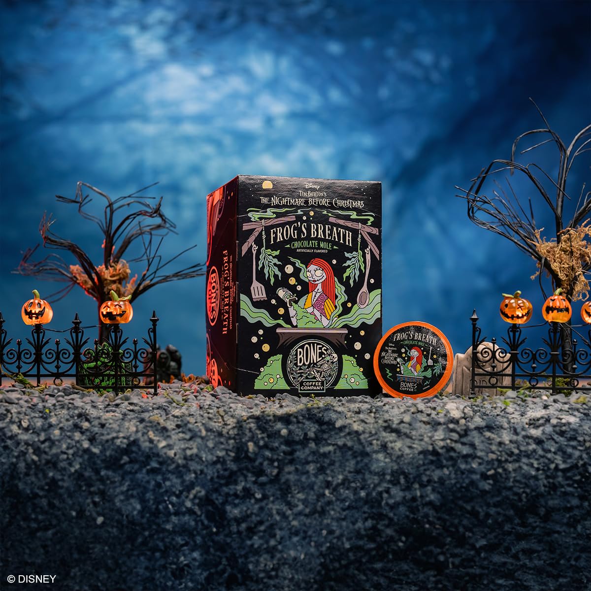 Bones Coffee Company Frog's Breath, Chocolate Mole Flavored Coffee Pods, Low Acid Medium Roast Single-Serve Bones Cups for K-Cups Brewers Coffee Maker from The Nightmare Before Christmas, 12 Count