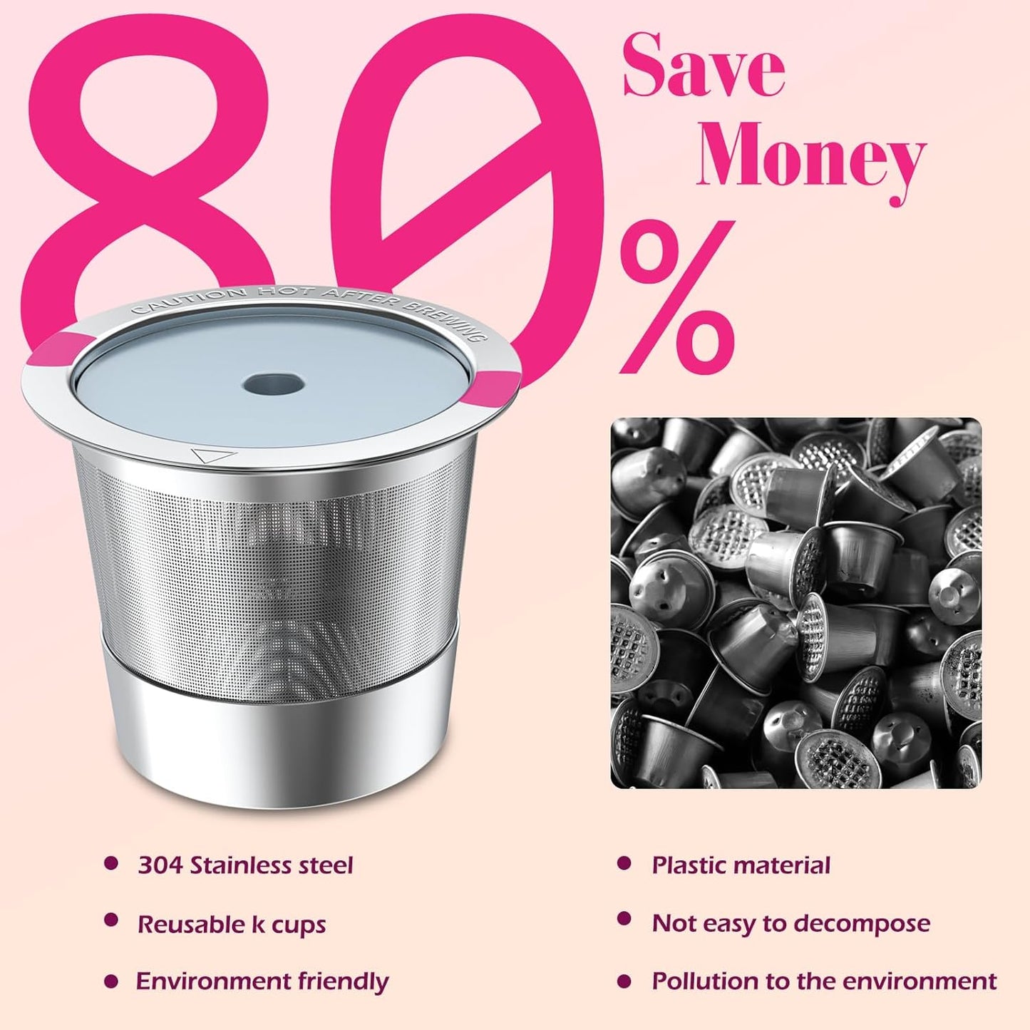 Reusable K Cups Coffee Pods for K eurig, Universal Stainless Steel Reusable K Cup Coffee Filters Compatible with K eurig 1.0 Coffee Machines,Eco-Friendly, BPA-Free (4 Pack)