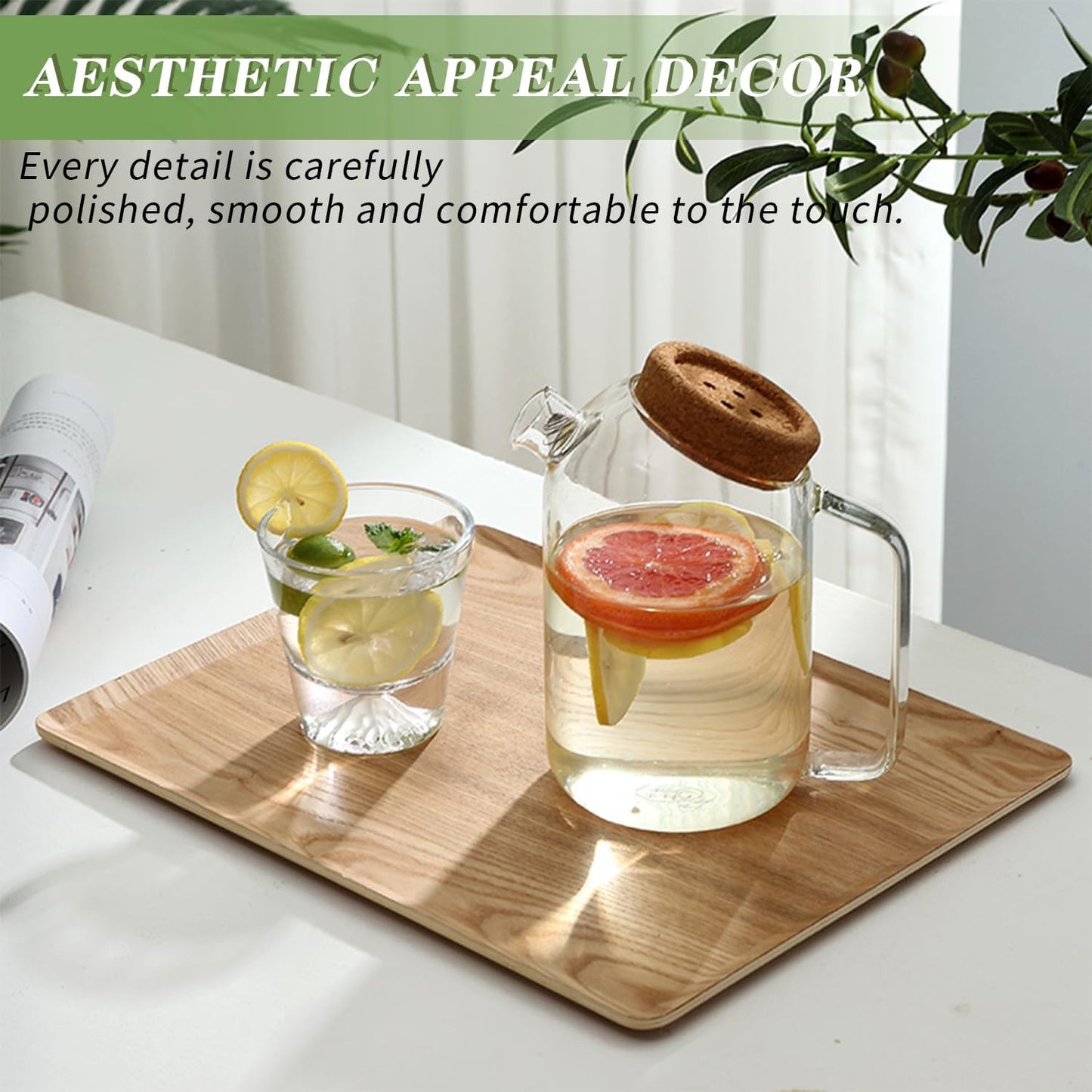 Wooden Trays for Eating, Decorative Serving Trays - 8 x 11 Inch, Brown