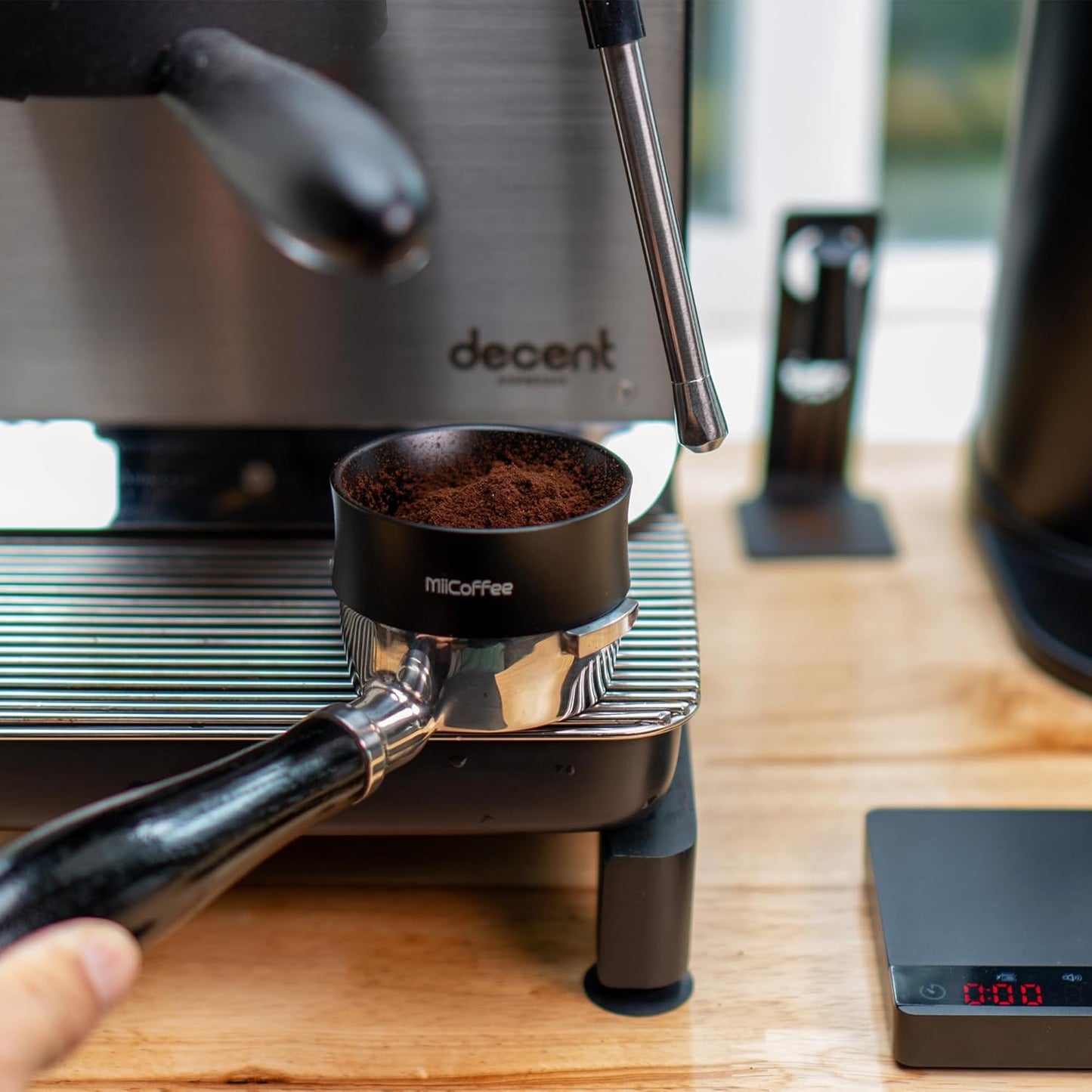 58mm Magnetic Dosing Funnel - Espresso Coffee Dosing Ring - Anodized Aluminum with 9 Magnetized Steel Compatible with 58mm Portafilter (Tall)