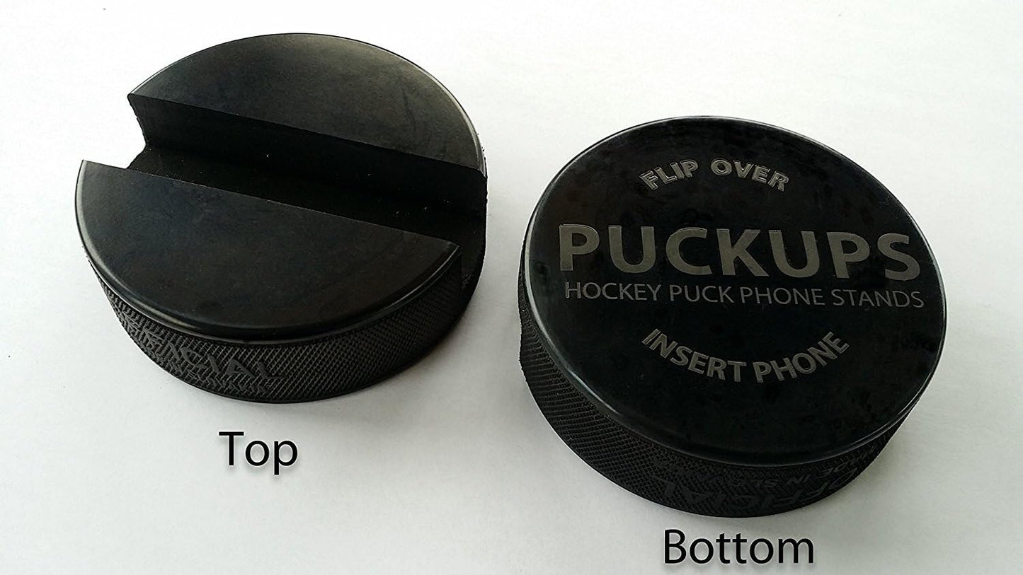 The Original Indestructible Hockey Puck Phone Stand - The Best Universal Smartphone Stand. Compatible for All iPhone/Samsung/Google/LG Smartphones. Made from a Real Hockey Puck. (4 Pack)