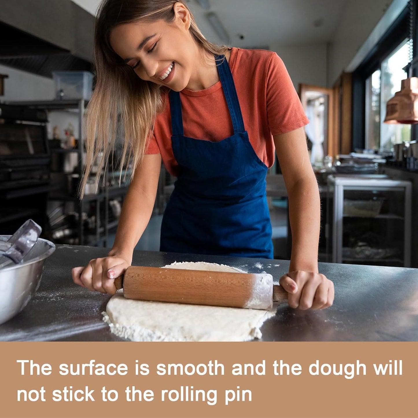 HARFINGTON Silicone Rolling Pin 10" Silicone Surface Smooth Non-Stick Stainless Steel Inner Core Dough Roller Kitchen Roller for Baking Pastry Pizza Fondant Bread, Pink