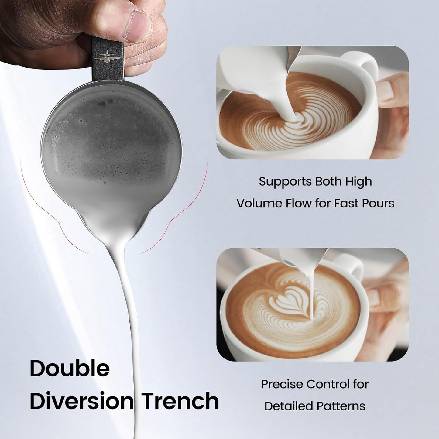 MHW-3BOMBER Espresso Steaming Pitcher Milk Frothing Pitcher Stainless Steel Milk Coffee Cappuccino Latte Art Barista Cup 20oz/600ml P5021W