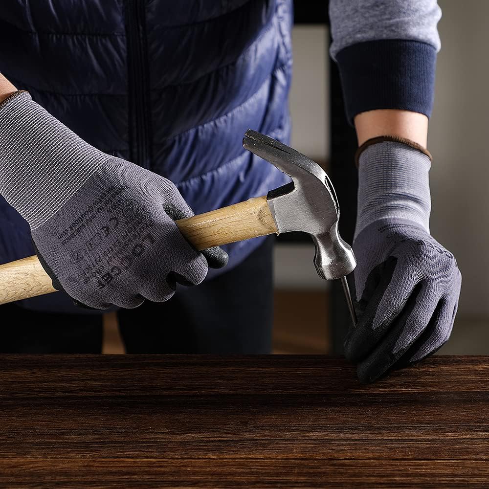 Safety Work Gloves MicroFoam Nitrile Coated-12 Pairs,Seamless Knit Nylon Gloves,Home Improvement,Micro-Foam Gloves