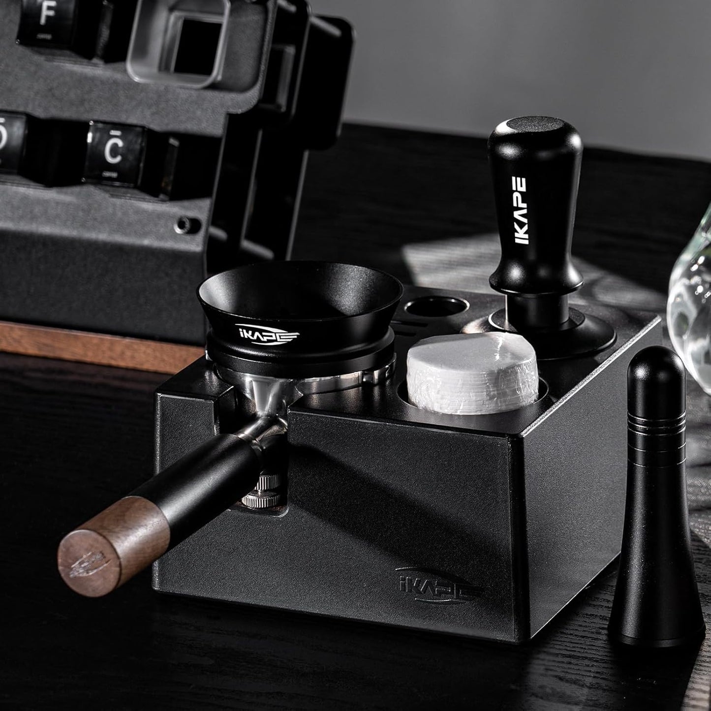 IKAPE 58.35mm Espresso Tamper, Spring-loaded Calibrated Tamper with Titanium Ripple Plating Base, Compatible with Over 58MM Espresso Bottomless Portafilter