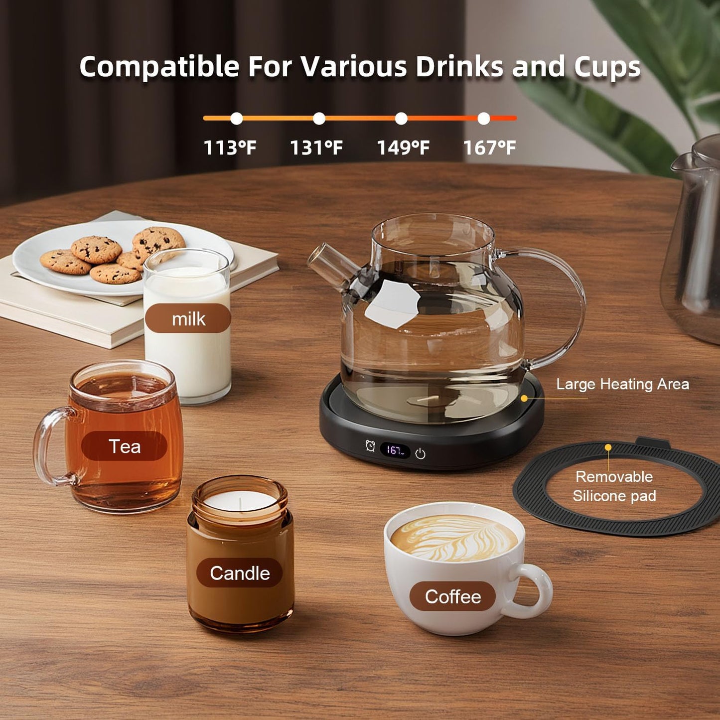 You're Awesome Coffee Mug Warmer Set, Smart Electric Coffee Cup Warmer for Desk Office, 4 Temperature Setting & 8H Auto Shut Off Candle Heater Beverage Coffee Warmer Birthday Thank You Gifts for Women