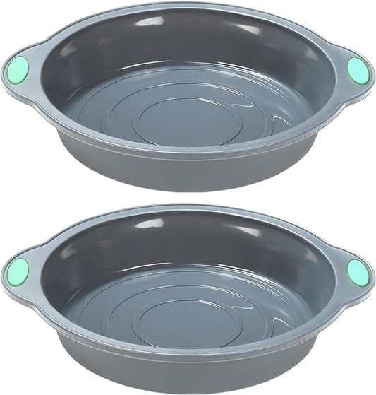 To encounter 9 Inch Silicone Round Cake Pans, 2 Pack Nonstick Silicone Baking Pans Set, Food Grade Cake Molds, with Metal Reinforced Frame More Strength