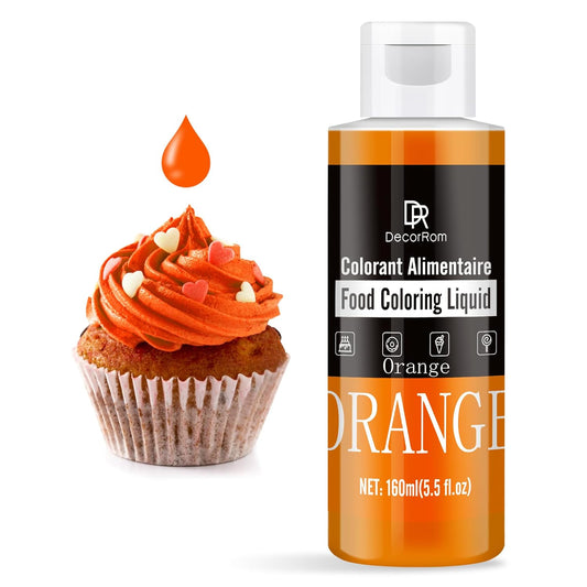 Food Coloring - Vibrant Liquid Icing Food Coloring Set for Baking, Cake Decorating, Easter Egg, Airbrush - Tasteless Food Color Dye for Fondant, Slime, DIY Crafts - 5.5 Fl.oz / 160ml Each (Orange)