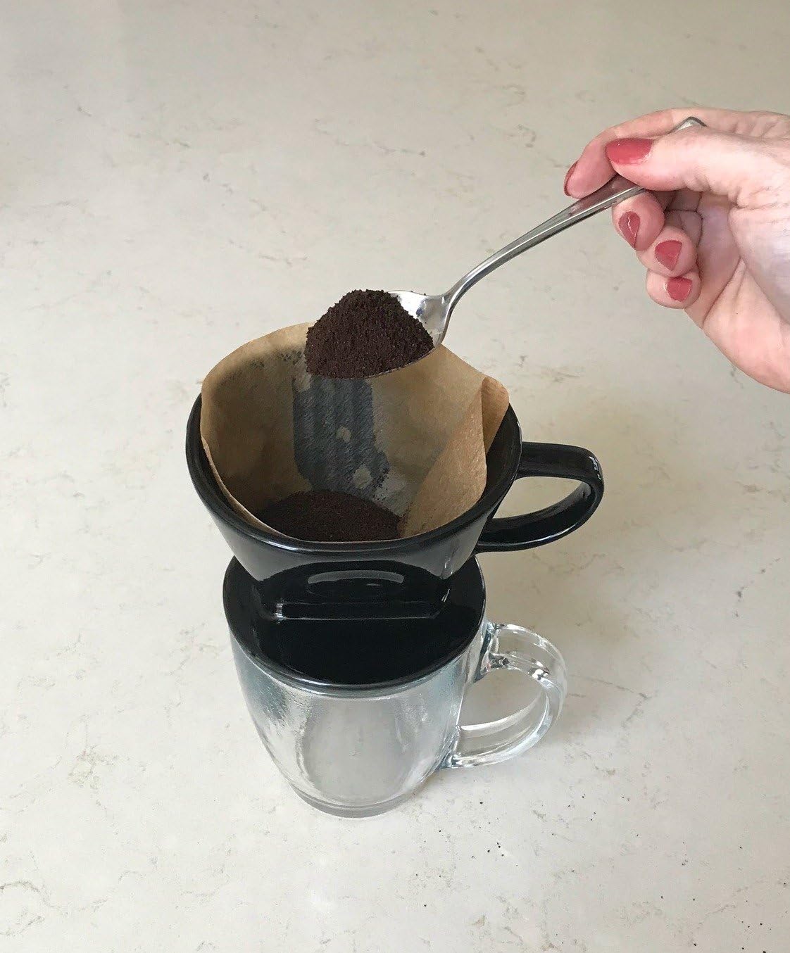 Coffee Pour Over Single Cup Ceramic Brewer Coffee Maker (Black)