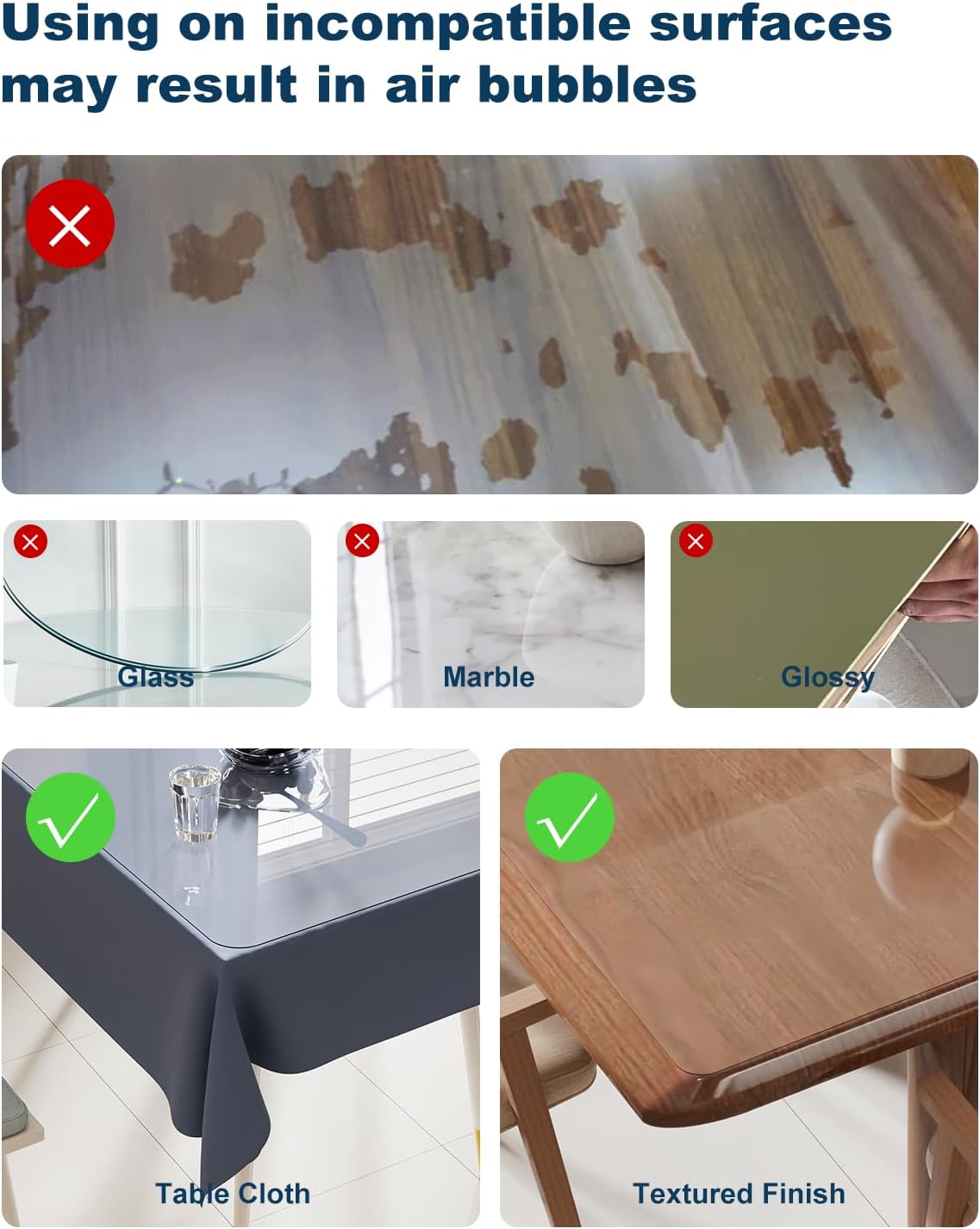 Crystal Clear Plastic Table Cover Protector, 42" x 96" Spill Resistant Easy Flat PVC Desk Pad Mat, 1.5mm Thick Rectangle Vinyl Table Top Protector for Dining Room Table, Office, Dresser
